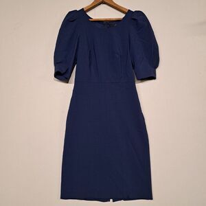 J. Crew Lightweight Italian Wool Puff-Sleeve Sheath Dress Navy Size 0
